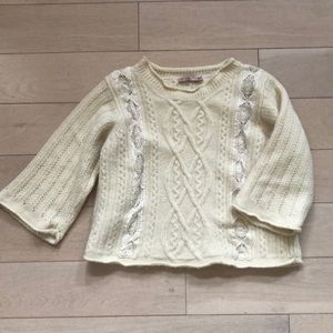 Calypso St. Barth wool and lace cable knit sweater